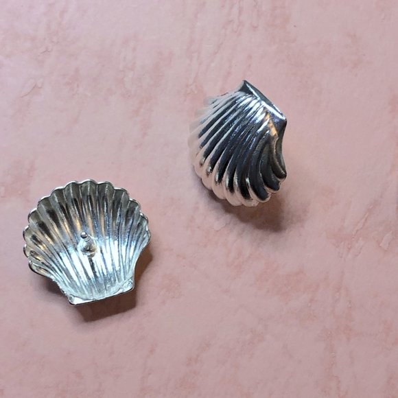 Sterling Silver Scallop Shell Stud Earrings - Picture 3 of 5